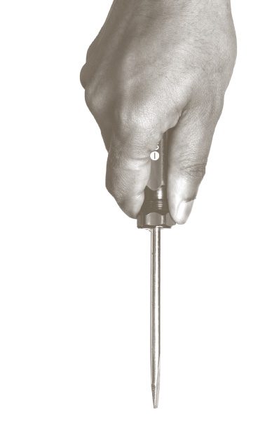 Hand holding a screwdriver